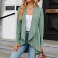thumbnail image 4 of Scyoekwg Women Lightweight Fall Cardigan Trendy Solid Color Open Front Lapel Cardigan Tops Loose Fall Coats Long Sleeve Casual Cardigan(Green,S), 4 of 6