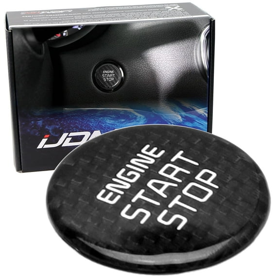 KDM GT-Line Style Gloss Black Real Carbon Fiber Keyless Engine Start/Stop Push Start Button Cover For Kia 2018-2023 K8 Stinger, 2021-up K5 Optima