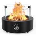 thumbnail image 1 of OUTDOOR LIVING Premium Fire Pit with Lava Rocks, Glass Wind Guard, Smokeless Propane Gas Fireplace with 5FT Hose for Patio Backyard Outdoor, FP038 Black Round, Side-Mounted, 1 of 5