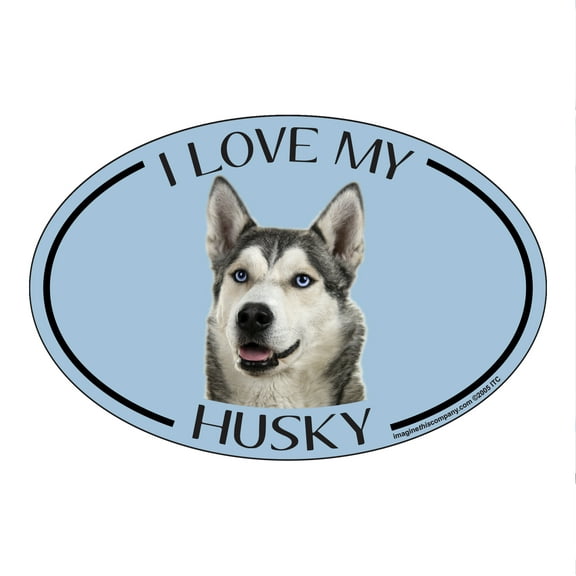 I Love my Husky Breed Oval Magnet