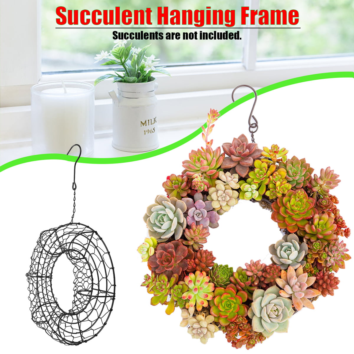 Succulent Mother's day wall wreath Boho Succulent Wreath modern housewarming gift chicken wire