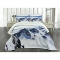 thumbnail image 3 of Ambesonne Winter Quilted Bedspread Set 3 Pcs, Mountain Peak Scenery, King Size, White Blue, 3 of 5