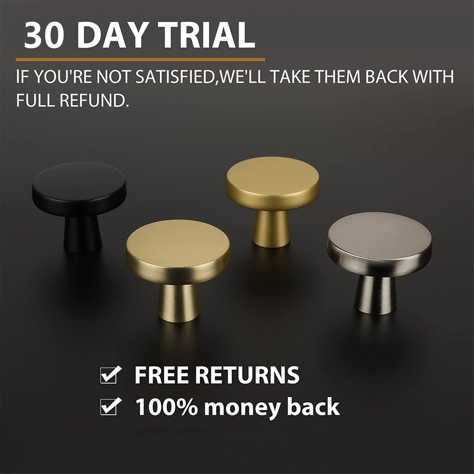 Fitviso 10 Pack 1-1/4 Inch Brushed Brass Kitchen Cabinet Knobs，Solid Dresser Knobs Drawer Knobs For Cupboard Drawer Pulls