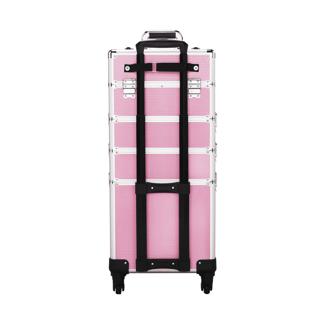 Renwick 4-in-1 Rolling Cosmetic Professional Makeup Case, Pink