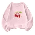 thumbnail image 7 of YUGYXL Pink Cherry Bow Print Sweatshirt Cute Pullover Tops Trendy Crewneck Long Sleeve Sweater Oversized Sweatshirt C Pink L, 7 of 7