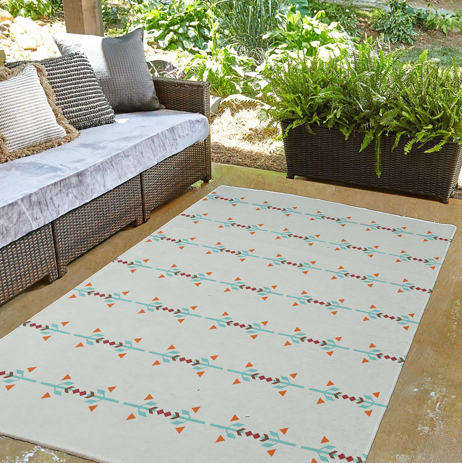 Simply Daisy 3' x 5' Blue Jodhpur Stripe Spring Chenille Indoor/Outdoor Rug
