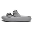 thumbnail image 3 of Double Buckle Sandals Adjustable for Women Men Flat Sandals Pillow Cloud Slippers Comfort Slide Waterproof Slip-on Shower Shoes Seaside Gray 36-37, 3 of 7