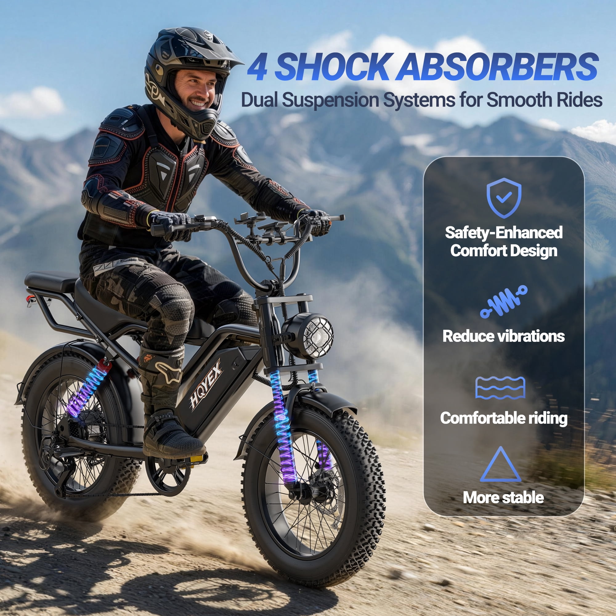 HQYEX HQ20 Adult Electric Bike, 1500W Brushless Motor, 20" Fat Tire Ebike, 48V 20Ah Removable Battery, 31MPH Top Speed with Dual Suspension & Dual Disc Brakes for All-Terrain Use