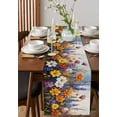 thumbnail image 4 of Botanical Flowers Table Runner Cotton Linen 60 Inch Holiday Dresser Scarves, Farmhouse Floral Herbs Oil Painting Tablerunner for Kitchen Coffee Dining Bedroom Dinner Scarf Décor 13''x60'', 4 of 9