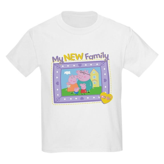 CafePress - Peppa Pig: My New Family Kids T Shirt - Light Classic Kids Graphic, Short Sleeve T-Shirt, Sizes XS-XL