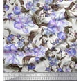 thumbnail image 1 of Soimoi Poly Georgette Fabric Leaves & Buds Flower Printed Fabric 1 Yard 52 Inch Wide, 1 of 1