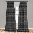 thumbnail image 5 of Mudcloth 2 Panel Curtain Set, Chevron Ornamental Aztec Style Vintage Bohemian Art, Lightweight Window Treatment Living Room Bedroom Decor, 56" x 84", White and Black, by Ambesonne, 5 of 5
