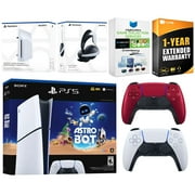 Sony PlayStation 5 Slim Digital Astro Bot Bundle with Disc Drive, Extra Controller, MightySkins Voucher and 1 Year Extended Warranty - Volcanic Red
