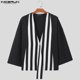thumbnail image 4 of INCERUN Tops 2024 estilo coreano nuevas camisas sueltas a rayas en contraste para hombres ropa de calle informal para hombre blusa tipo cárdigan de manga larga S-5XL, 4 of 5