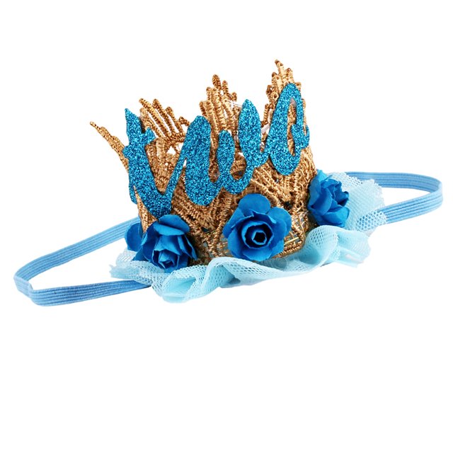 Diadema con Tiara Sunnimix Corona de Princesa Azul Cumpleaños 1er 2do