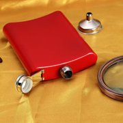 Hip Flask for Liquor Matte Red Stainless Steel Leakproof with Funnel,8 Oz, Set of 8