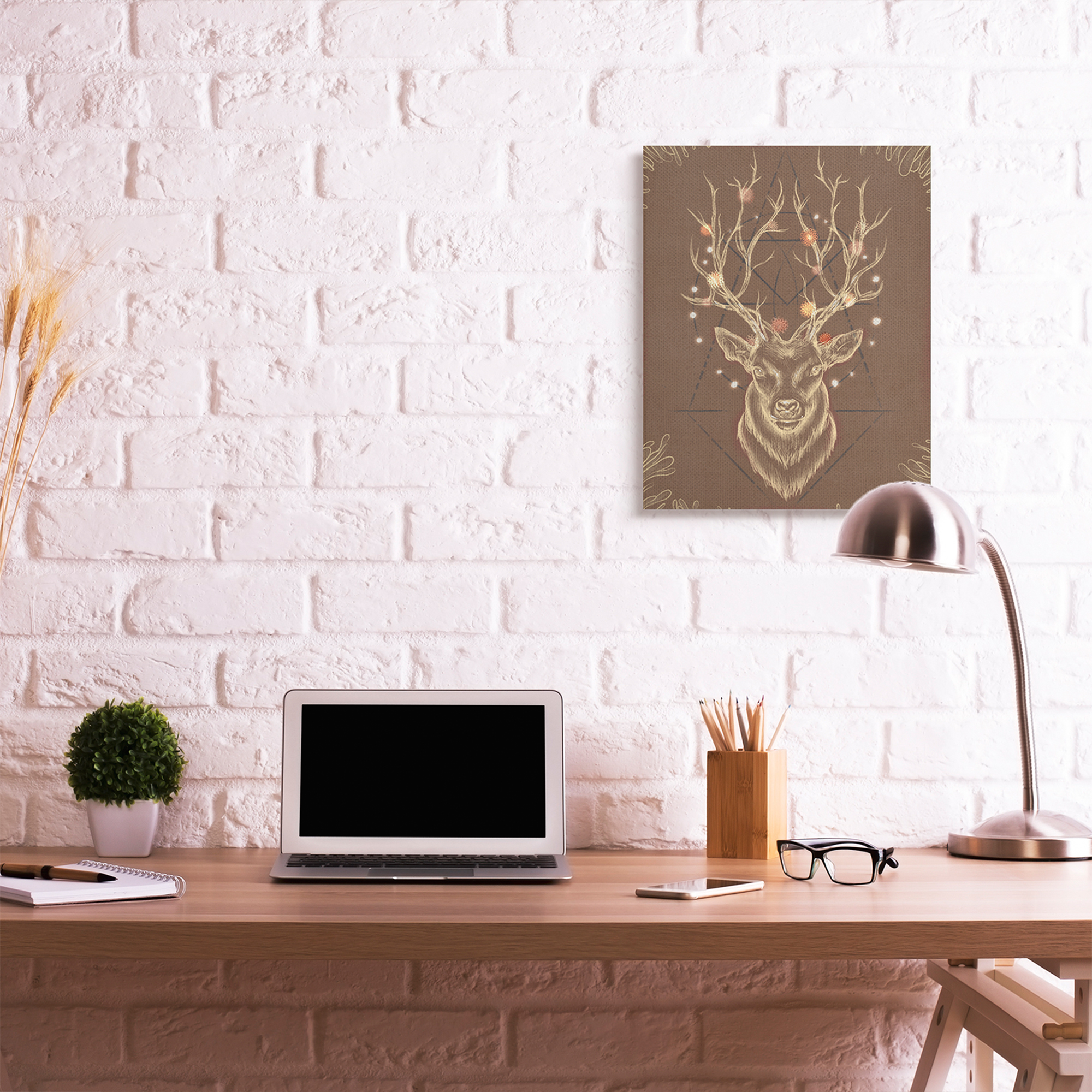 Stupell Industries Rustic Deer Antlers Abstract Geometric Sketch Canvas Wall Art by Ziwei Li