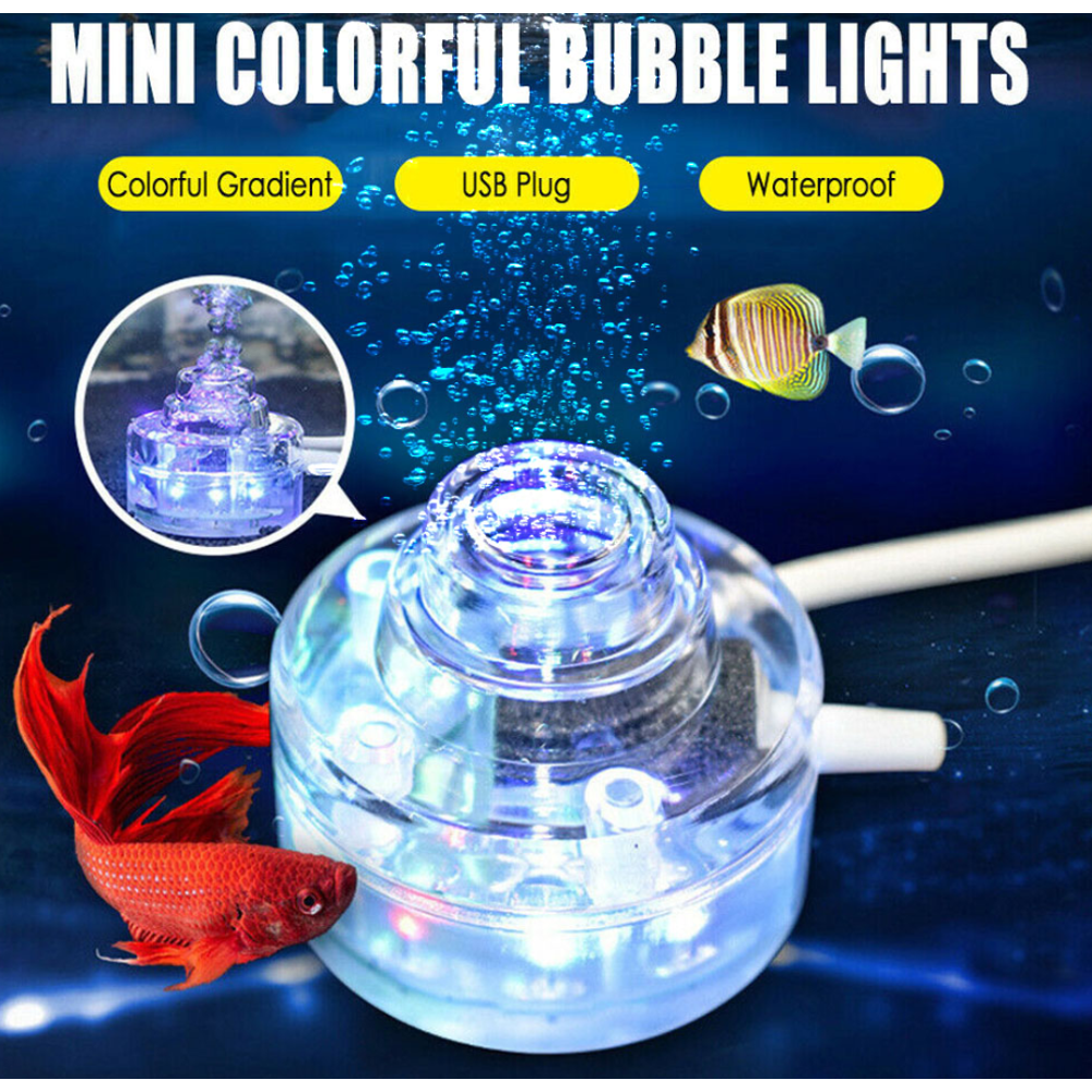 Aquarium Air Bubble LED Light Aquarium Air Stone Disk Kit Fish Tank Air