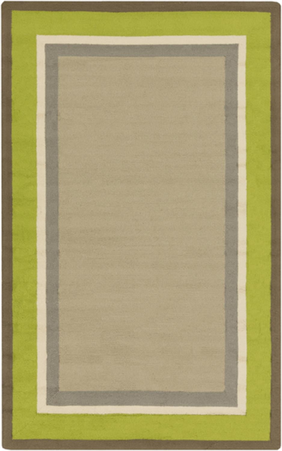 8' x 10' Bold Borders Gray, Lime Green and White Hand Hooked Outdoor Area Throw Rug Walmart