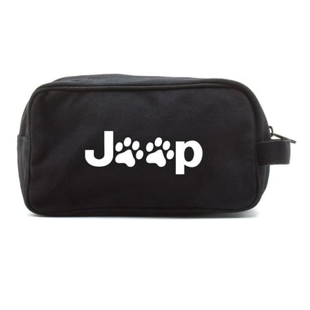 Jeep Wrangler Cat Dog Paw Prints Dual Two Compartment Toiletry Dopp Kit Bag
