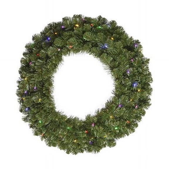 Vickerman 24" Grand Teton Artificial Christmas Wreath, Multi-colored Single Mold Wide Angle LED Lights