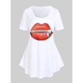 thumbnail image 1 of Camiseta Talla Extra Estampado Labios Cremallera 3D Rosegal Camisetas tallas grandes, 1 of 5