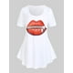thumbnail image 1 of Camiseta Talla Extra Estampado Labios Cremallera 3D Rosegal Camisetas tallas grandes, 1 of 5