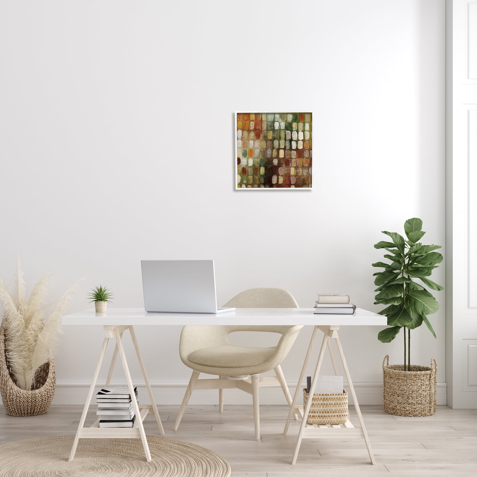 Painted Earth Tone Oval Abstract Pattern Abstract Framed Art Print Wall Art, 17x17