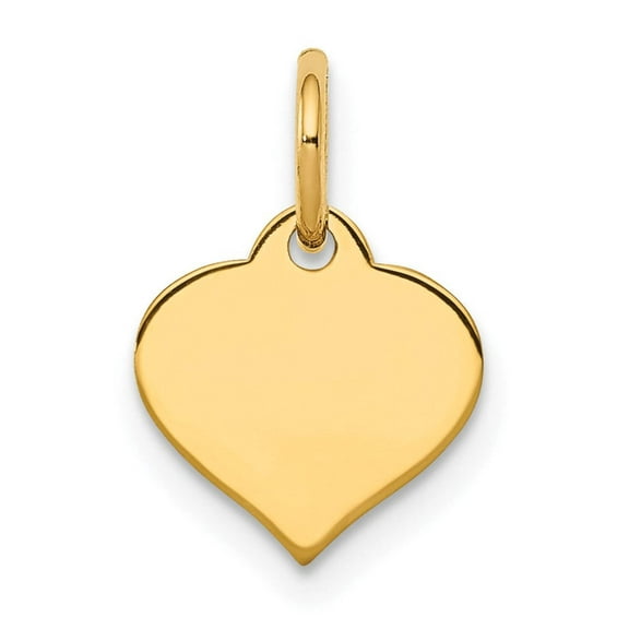 10k Yellow Gold Polished Love Heart Disc Charm 14x9mm Wide Pendant Necklace for Women - .4 Grams