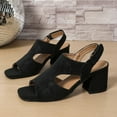 thumbnail image 7 of Womens Ladies Low Mid Wedge Heel Peep Toe Ankle Strap Smart Casual Evening Sandals Black 7, 7 of 7