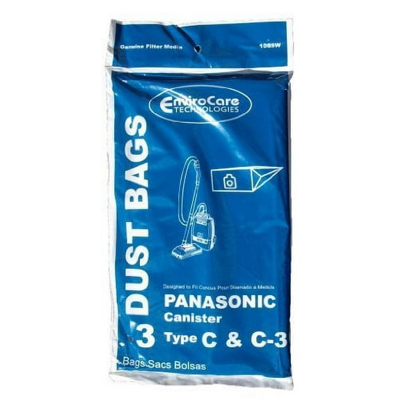EnviroCare Replacement Vacuum Bags for Compatible with Panasonic Type C C-3 C3 Canisters 15 Bags