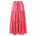 thumbnail image 3 of Women's Floral Print Boho Maxi Skirt Elastic High Waist, Pleated Ruffle, Flowy Long Skirt, Polyester, Suitable for Outings, 3 of 6