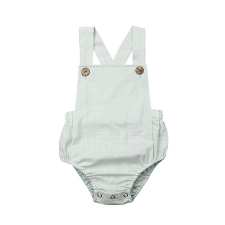 Taoocy Newborn Baby Boy Girl Cotton Line Sleeveless Straps Bodysuit Romper Jumpsuit Outfits Long Sleeve Clothes
