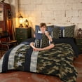 thumbnail image 3 of Manfei Camo American Flag Twin Bedding, Patriotic Camouflage Bedding Comforter Set, Army Green, Black Reversible 7 Pieces, 3 of 6