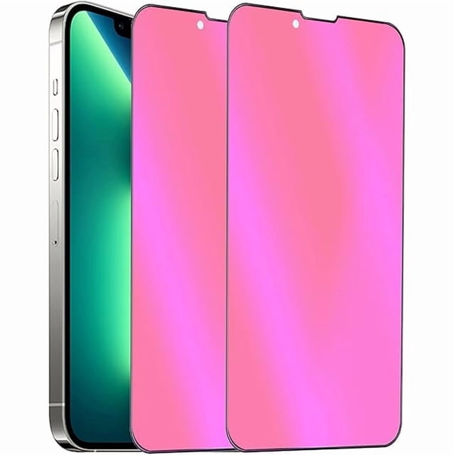 Chenchen 2PCS Anti-Blue Privacy Tempered Glass Mirror Anti-Spy Screen Protector Anti-Peeping Film Compatible with iPhone 13/13 Pro,6.1 inch Electroplated Colorful