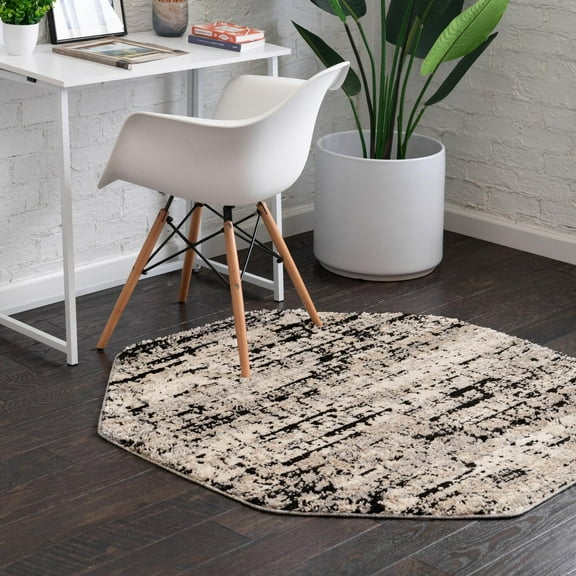 Unique Loom Tucson Collection Area Rug - Tohono (4' Octagon Gray/Black)