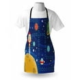 thumbnail image 4 of Cartoon Activity Apron, Colorful Space Activity Board Interplanetary Travel Racing in Cosmos, Unisex Kitchen Bib with Adjustable Neck for Cooking Gardening, Adult Size, Multicolor, by Ambesonne, 4 of 4