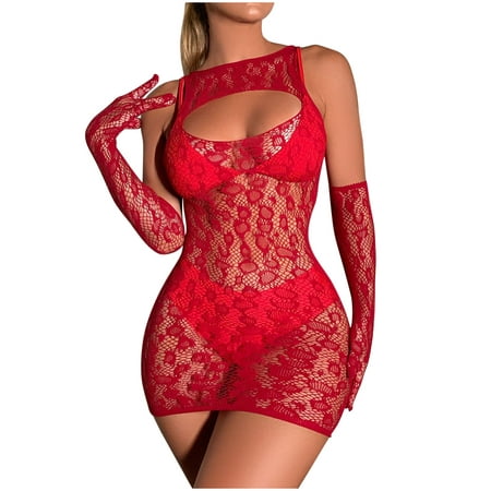 

Ozmmyan Sexy Lingerie for Women Plus Size Lace Mesh Sheer Lingerie Sets with Garter Belt Lace Teddy Babydoll Bodysuit for Women Naughty for Play Gift on Clearance