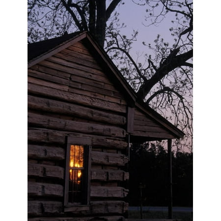 Log Cabin Window Reflecting Sunset, Red Hill, GA Print Wall Art By Jeff (Best Windows For Log Homes)