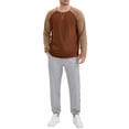 thumbnail image 2 of Camiseta de manga larga para hombre, color bloque, casual, tipo raglán, XL, marrón, caqui, 2 of 6