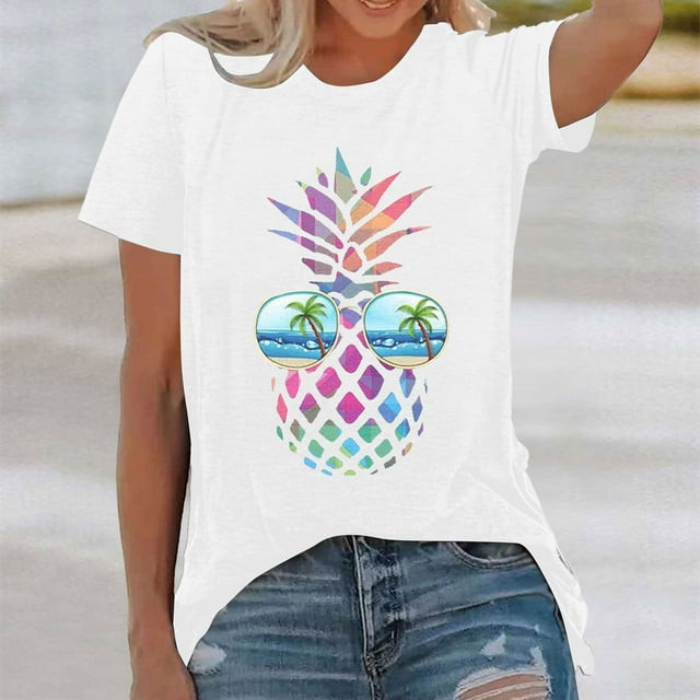 WILLBEST T-Shirt pour Femmes Haut Ample Imprimé Manches Courtes T-Shirt 5659