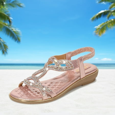 

HIBRO Women s Sandals Shoes Wedges Fashion Buckle Strap Sandals Summer Flip Flops Shoes For Women