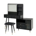 thumbnail image 3 of DreamBuck Modern Makeup Vanity Desk with Mirror and Lights, Retractable Dressing Table with Drawers and Cabinet, Compact Makeup Table Set with Power Outlet for Bedroom, Black, 3 of 8