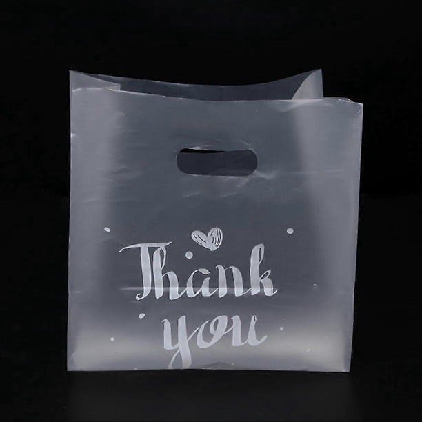 50 Pcs Thank You Plastic Gift Bag Plastic Shopping Bag with Handle Christmas Wedding Party Gift Bag