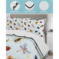 thumbnail image 3 of Quilt King Size Bedding Set, Cute Butterfly Dragonfly Reversible Summer Quilt 3 Pieces, Farmhouse Botanical Floral Blue Lightweight Bedspreads Coverlets with 2 Pillow Shams for All Seasons, 3 of 5