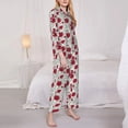 thumbnail image 3 of Fotbe Leaves And Anemone Flowers In Red Grey Conjunto de Pijama de Manga Larga para Mujer con Estampado, Ropa de Dormir de 2 Piezas, Conjunto de Casa Suave y Cómodo con Bolsillos-Large, 3 of 7
