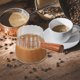 thumbnail image 2 of 3 tazas de vidrio para espresso de 180 ml, medidoras pequeñas con mango de madera, jarra transparente para crema de leche, ideal para bar o cafetería en casa, 2 of 7