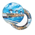 thumbnail image 3 of Round Bar Stool Seat Covers, Greek Island Windmills Painting Elastic Round Chair Cover Stool Seat Slipcover Bar Stool Cushions Round Pad for 12-14 inch, 3 of 7
