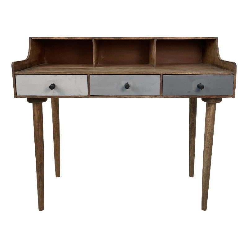 Allora 42 Inch Rectangular Mango Wood Home Office Desk 3 Drawers 3