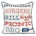 thumbnail image 4 of Jordan Manufacturing 18" x 18" Red, White and Cream Summer BBQ Novelty Square Reversible Decorative Throw Pillow with Welt, 4 of 5